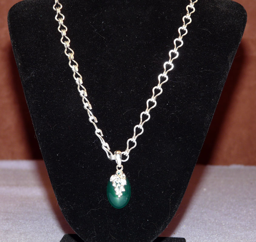 Silver with Green Pendant